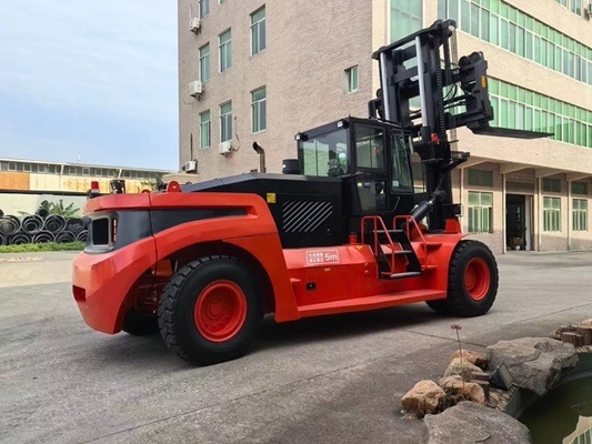 Camione elevatore pesante da 30 tonnellate con motore Yuchai rosso arancione e volante anteriore o posteriore